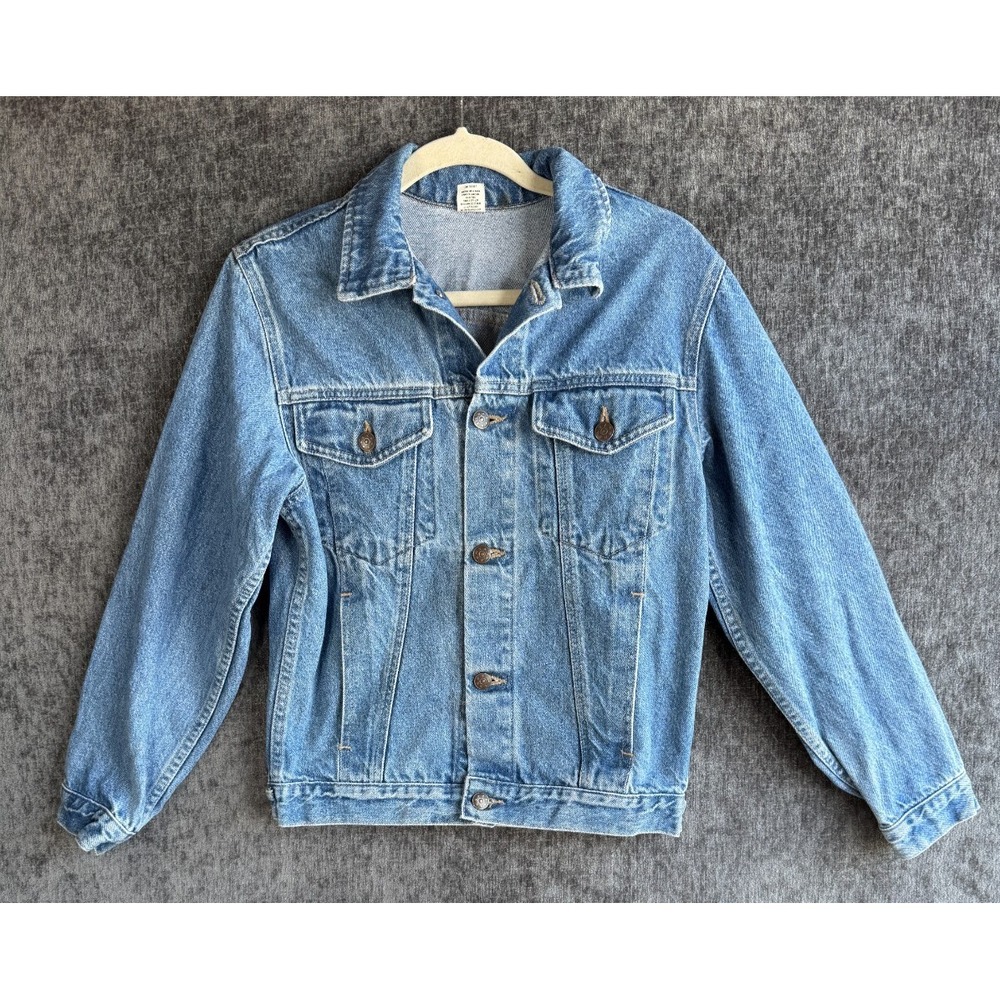 Vintage Denim Jacket Womens XL Blue Jean Trucker Cotton Assembled in Mexico Vtg